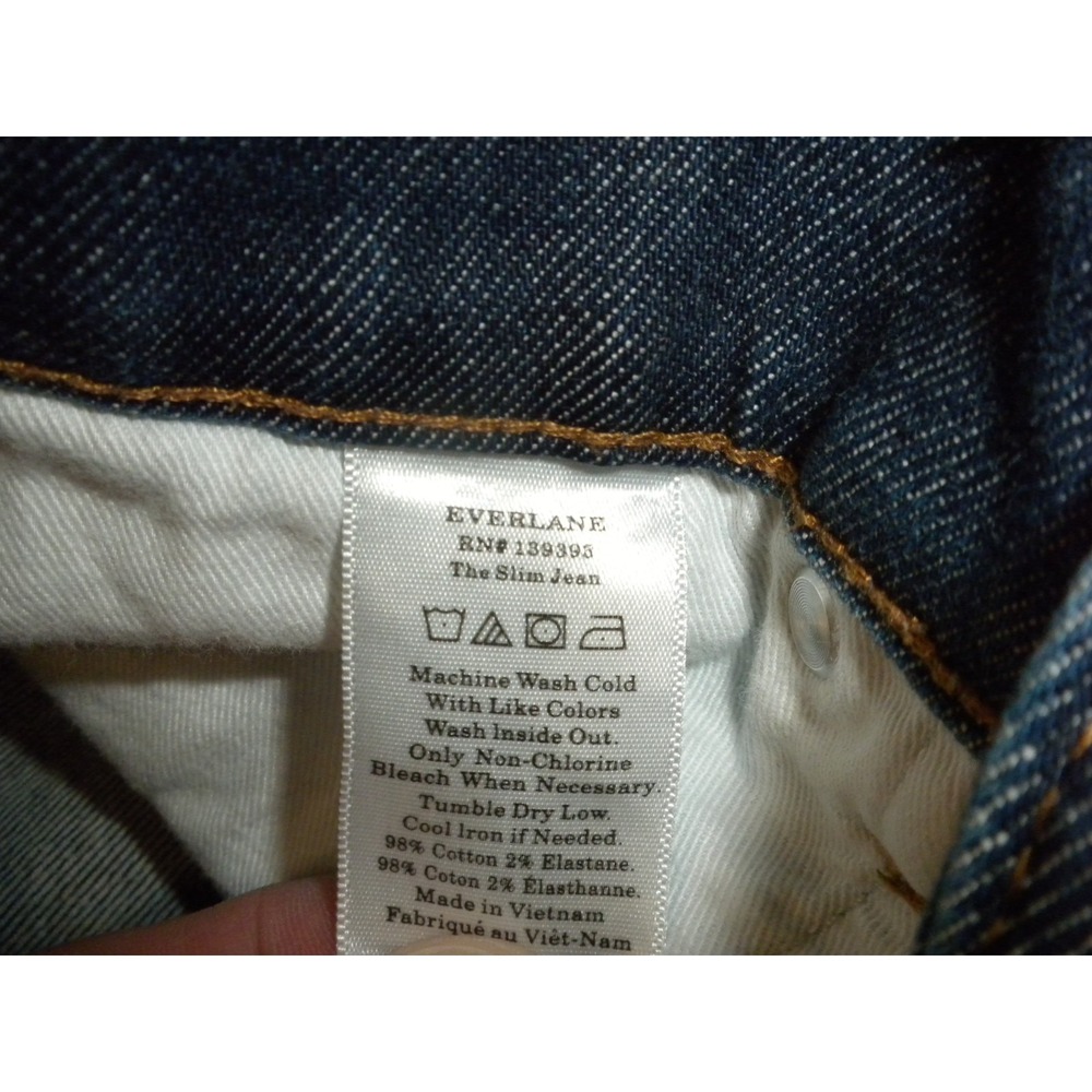 Everlane Jeans Mens 31x32 Blue Denim‎ The Slim Jean Stretch Mid Rise Dark Wash - Picture 8 of 11